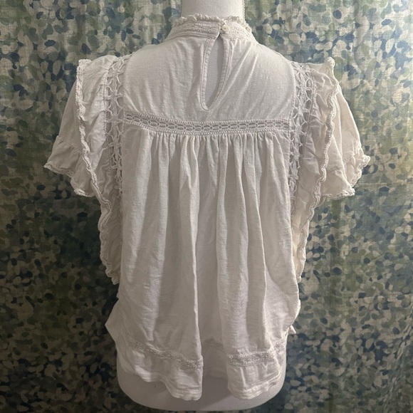 Free People Ruffled Embroidered Boho Top - Picture 4 of 5